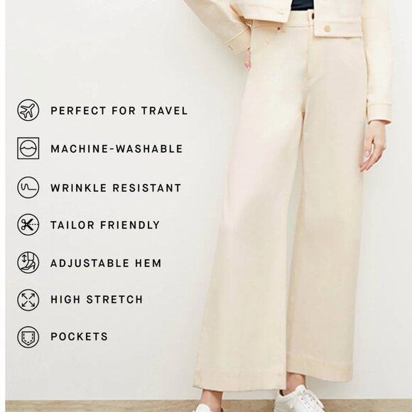 M.M. LAFLEUR Milo Wide-Leg Jean Eco Better Than Denim Off White/Tusk Sz 12 $225 - Picture 2 of 5